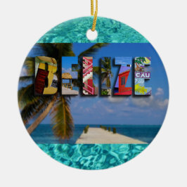Belize Tropisch strand Blauwe Oceaan Kerstmis Keramisch Ornament