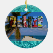 Belize Tropisch strand Blauwe Oceaan Kerstmis Keramisch Ornament (Achterkant)