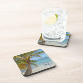 Belize Tropische Palmboom Strand Scène Foto Bier Onderzetter (Rechterzijde)