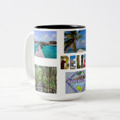 Belize Vacation Creëer Your Ewn 6 Photos Collage Tweekleurige Koffiemok (Voorkant links)