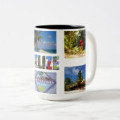 Belize Vacation Creëer Your Ewn 6 Photos Collage Tweekleurige Koffiemok (Voorkant rechts)