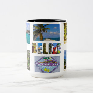 Belize Vacation Creëer Your Ewn 6 Photos Collage Tweekleurige Koffiemok
