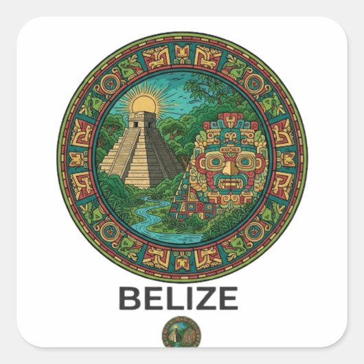 BELIZE VIERKANTE STICKER (Voorkant)
