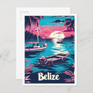Belize Vintage Travel Illustratie Briefkaart