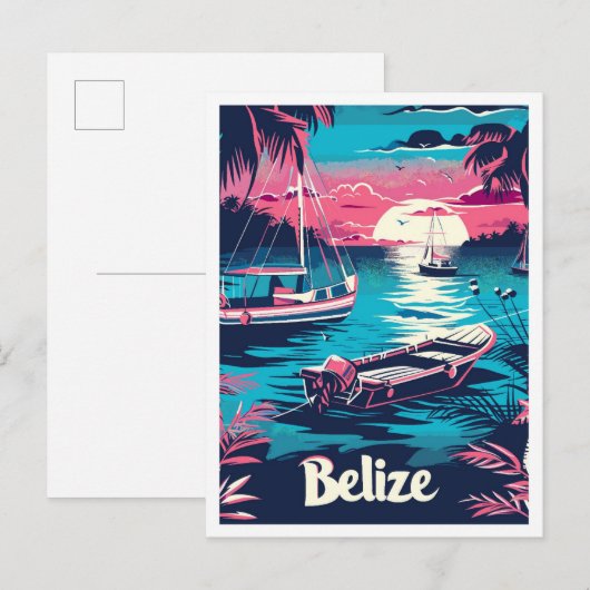Belize Vintage Travel Illustratie Briefkaart (Voorkant / Achterkant)
