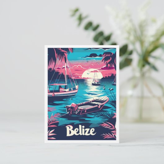 Belize Vintage Travel Illustratie Briefkaart (Staand voorkant)