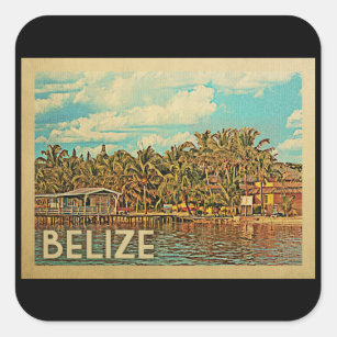 Belize Vintage Travel Vierkante Sticker