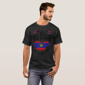 Belize vlag Belizean half Belizean is beter dan T-shirt (Voorkant volledig)