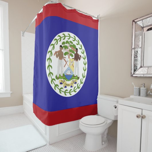 Belize vlag douchegordijn (In situ)