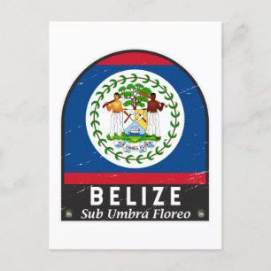 Belize vlag Embleem  met vervorming Briefkaart