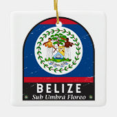 Belize vlag Embleem  met vervorming Keramisch Ornament (Voorkant)