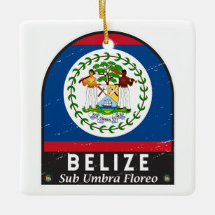 Belize vlag Embleem  met vervorming Keramisch Ornament