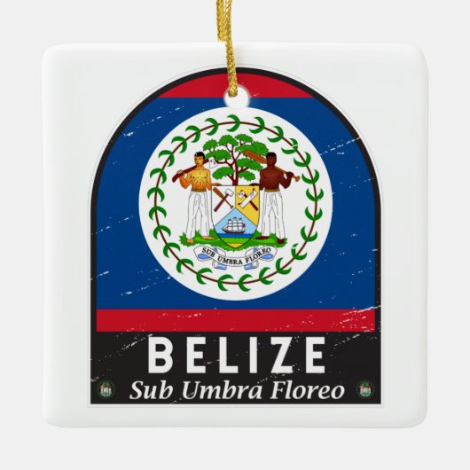 Belize vlag Embleem  met vervorming Keramisch Ornament (Voorkant)