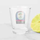 Belize vlag Embleem  met vervorming Shot Glas (Achterkant)