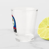 Belize vlag Embleem  met vervorming Shot Glas (Rechts)