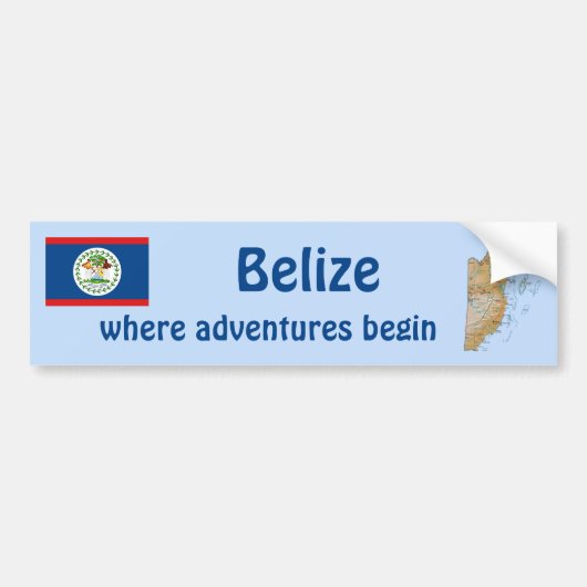 Belize Vlag en Landkaart Bumpersticker (Voorkant)