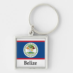 Belize vlag en naam sleutelhanger
