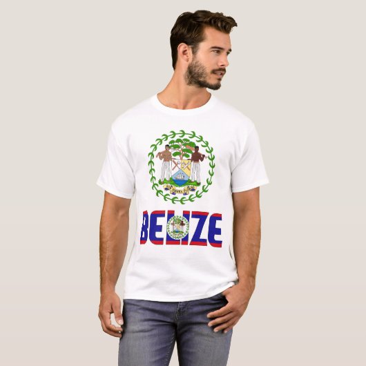 Belize vlag en wapenschild t-shirt (Voorkant volledig)