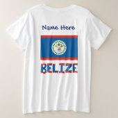 Belize Vlag gepersonaliseerd Grote Maat T-shirt (Design achterkant)