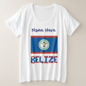 Belize Vlag gepersonaliseerd Grote Maat T-shirt (Design voorkant)