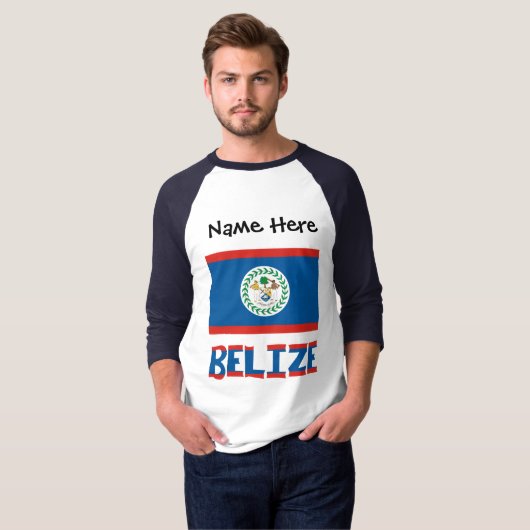 Belize Vlag gepersonaliseerd T-shirt (Voorkant volledig)