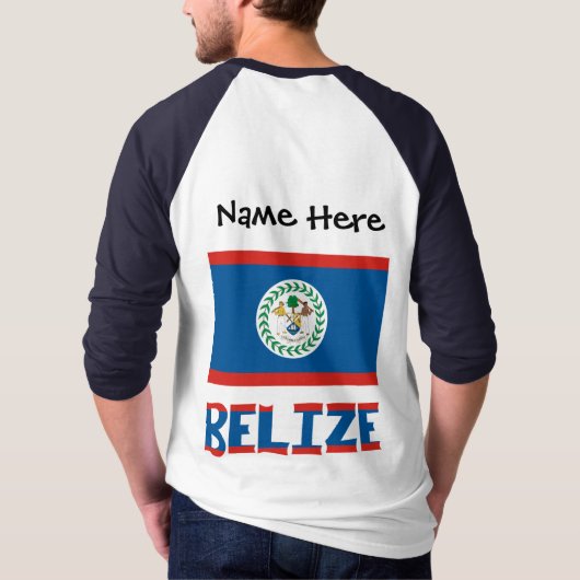 Belize Vlag gepersonaliseerd T-shirt (Achterkant)