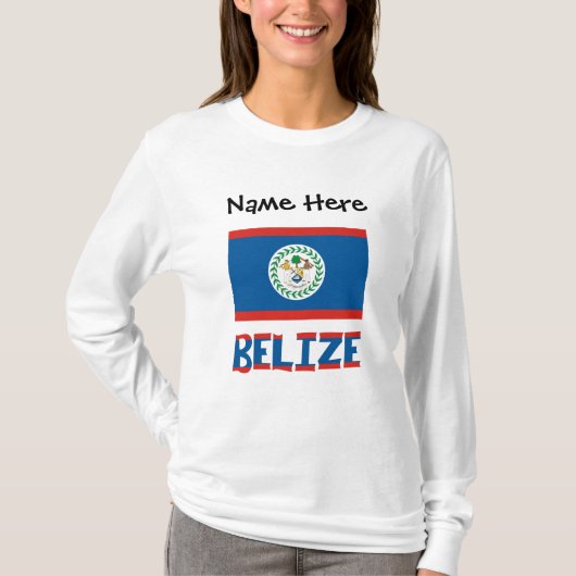 Belize Vlag gepersonaliseerd T-shirt (Voorkant)