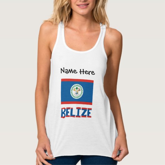 Belize Vlag gepersonaliseerd Tanktop (Voorkant)