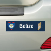 Belize Vlag Hart + Landkaart Bumpersticker (Op auto)