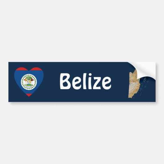 Belize Vlag Hart + Landkaart Bumpersticker (Voorkant)