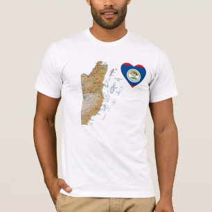 Belize vlag Heart + Map T-Shirt