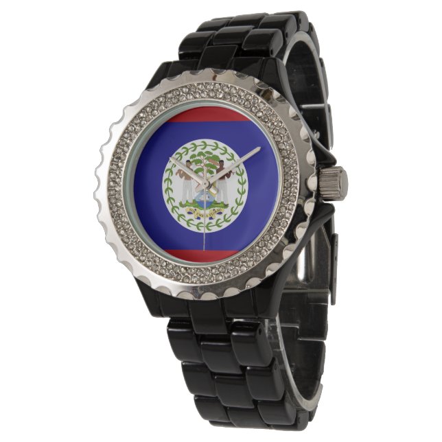 Belize vlag horloge (Gekanteld)