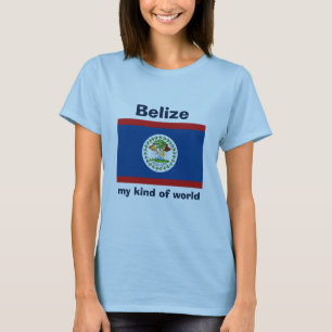 Belize Vlag + Kaart + Tekst T-shirt