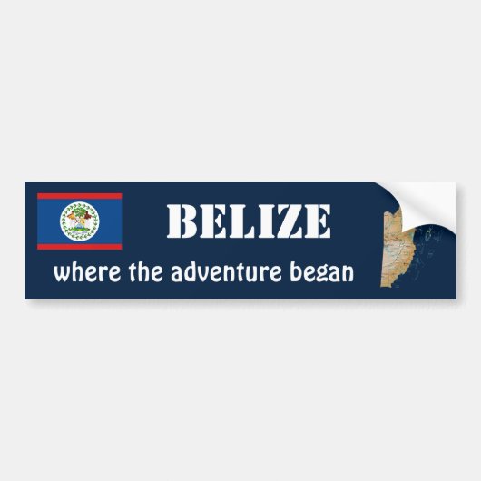 Belize Vlag + Landkaart Bumpersticker (Voorkant)