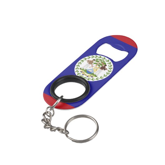Belize vlag mini flessenopener (Achterkant Gekanteld)