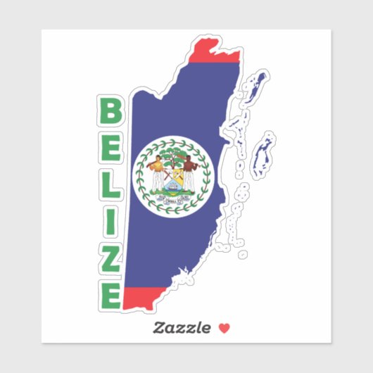 Belize Vlag op de landkaart Sticker (Vel)