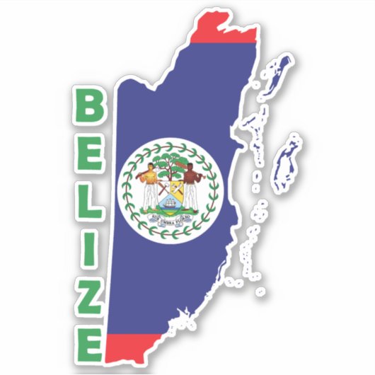 Belize Vlag op de landkaart Sticker (Voorkant)