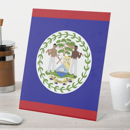 Belize vlag reclamebord met voetstuk (Insitu)