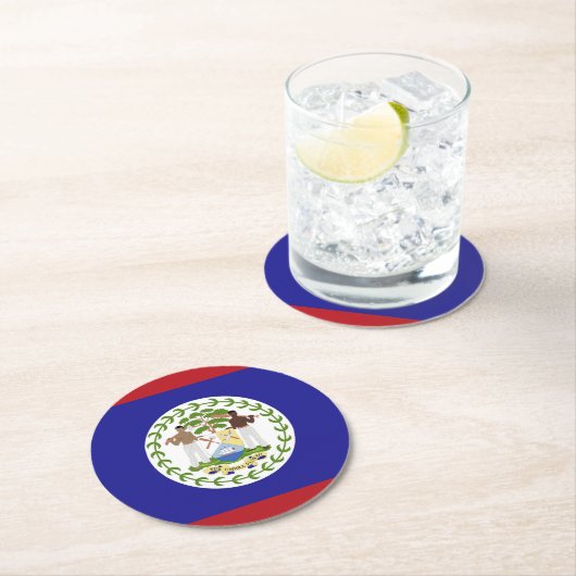 Belize vlag ronde kartonnen onderzetter (Insitu)
