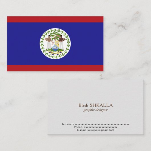 Belize vlag visitekaartje (Voorkant / Achterkant)