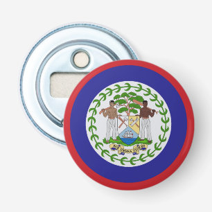 Belize Vlag Wapen Button Flesopener