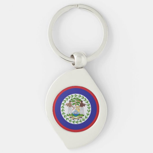 Belize Vlag Wapen Sleutelhanger (Voorkant)