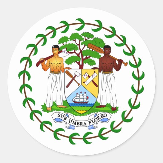 Belize Wapen van Belize Ronde Sticker (Voorkant)
