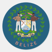 Belize wapenmunt ronde sticker (Voorkant)