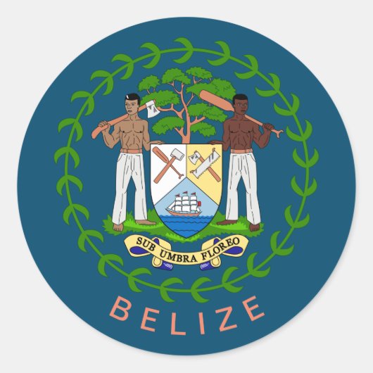 Belize wapenmunt ronde sticker (Voorkant)