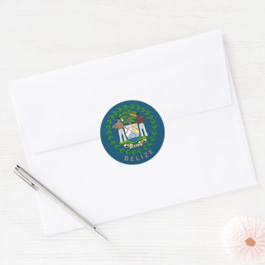 Belize wapenmunt ronde sticker (Envelop)