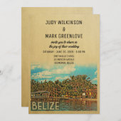 Belize Wedding Invitation  Middeleeuwen Kaart (Voorkant / Achterkant)