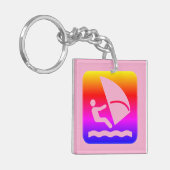 Belize Windsurfen (Caulker Caye) Regenboog Sleutelhanger (Voorkant Links)