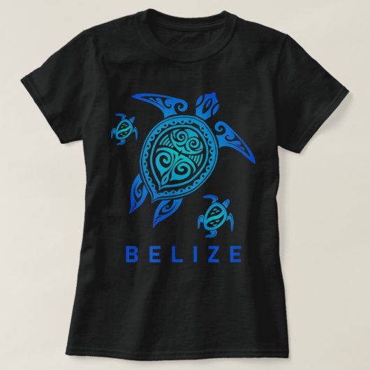 Belize Zee Blue Tribal Turtle T-shirt (Design voorkant)