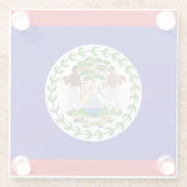 Belizeaanse vlag glazen onderzetter (Achterkant)